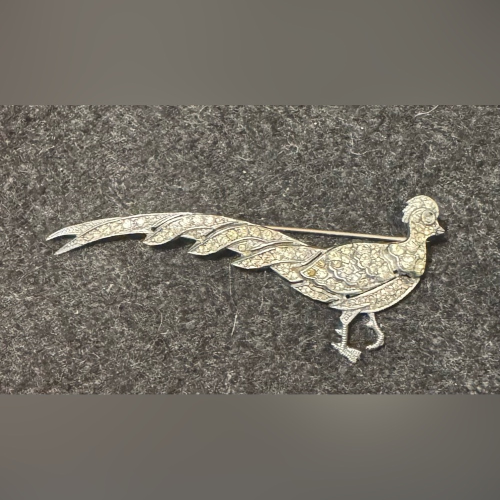 Vintage Brooch - maybe pheasant, peacock, other. Made in Czechoslovakia